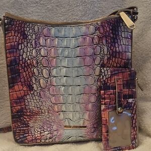 Elegant Multicolor Crocodile Pattern Crossbody Bag